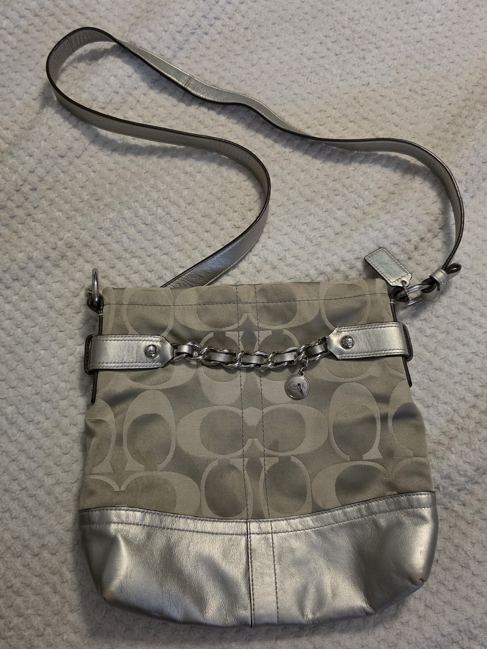 Coach Silver Signature Crossbody Bag